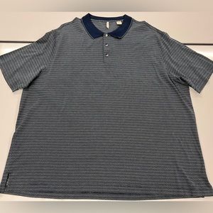 Mens Short Sleeve Axis Polo ~ Size 4XT Navy, Blue & White
